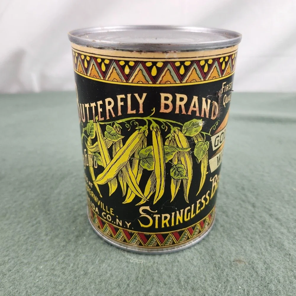 Butterfly Brand Stringless Beans By Olney & Floyd Can Label